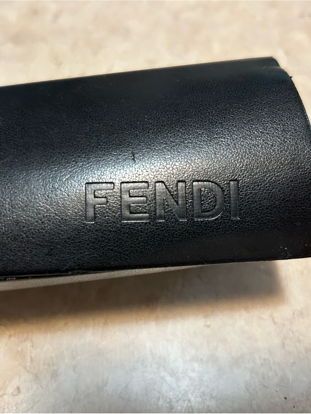 Fendi Black Embossed Leather Glasses Case
